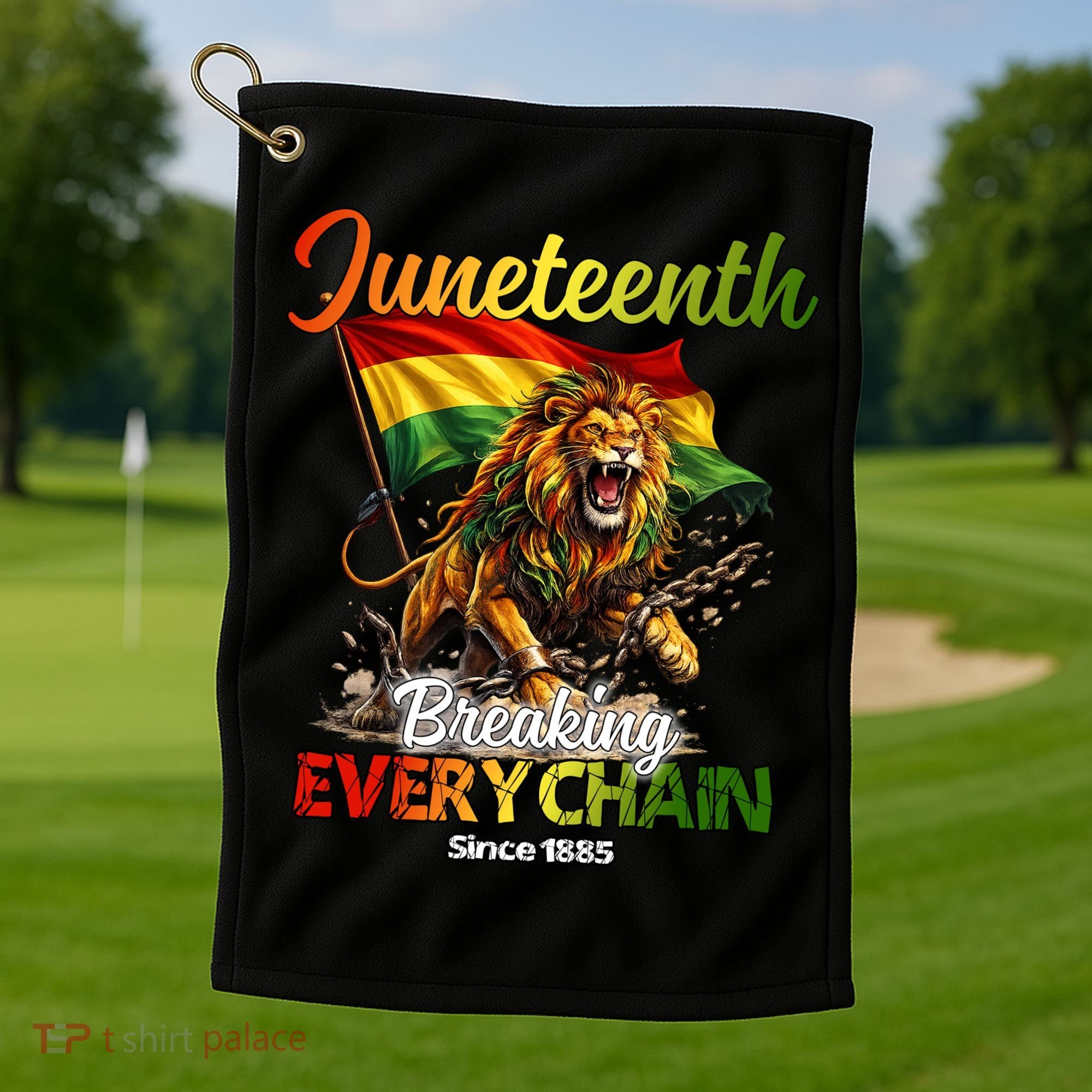 Juneteenth Lion Freedom Golf Towel