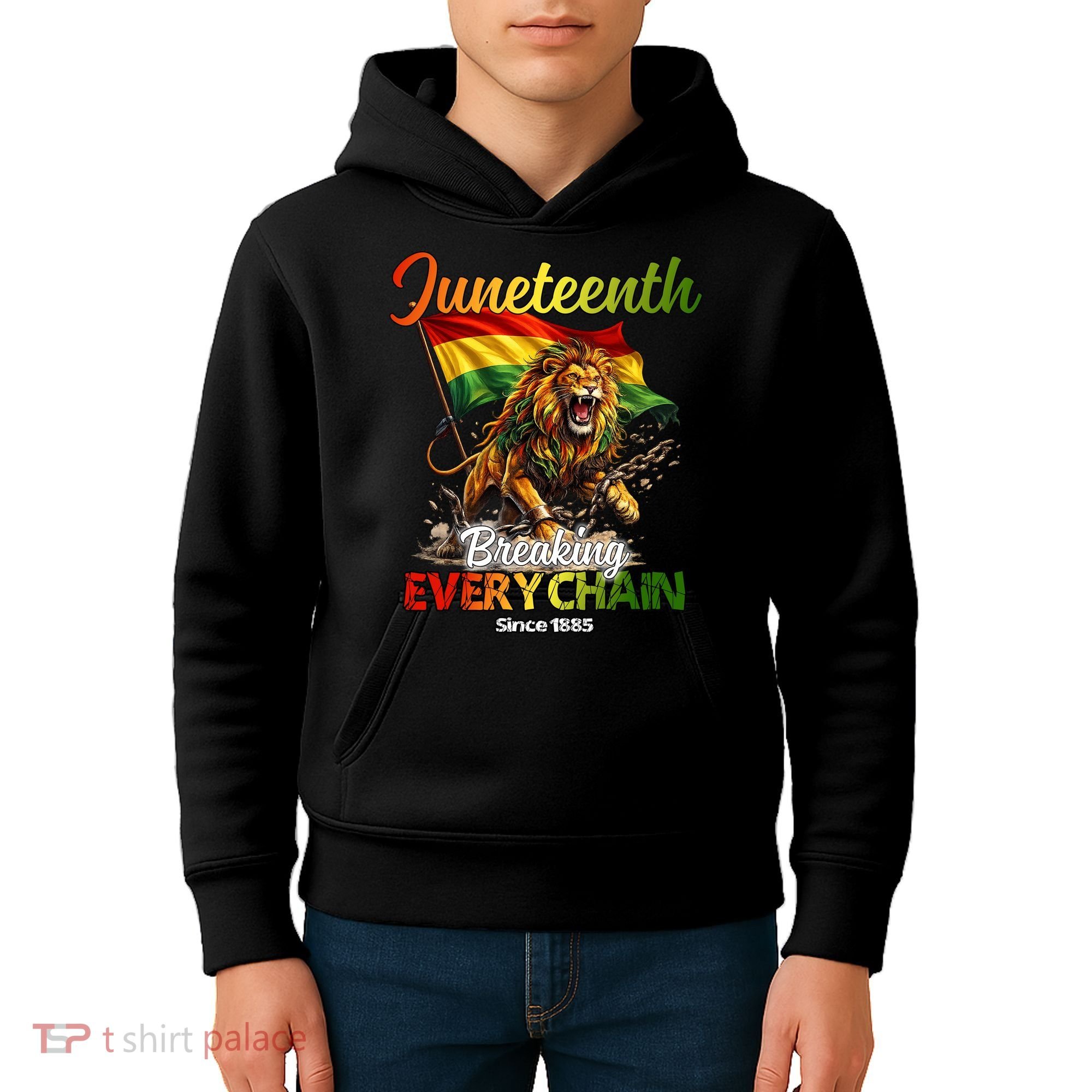 Juneteenth Lion Freedom Kids Hoodie