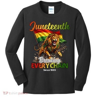 Juneteenth Lion Freedom Kids Long Sleeve Shirt
