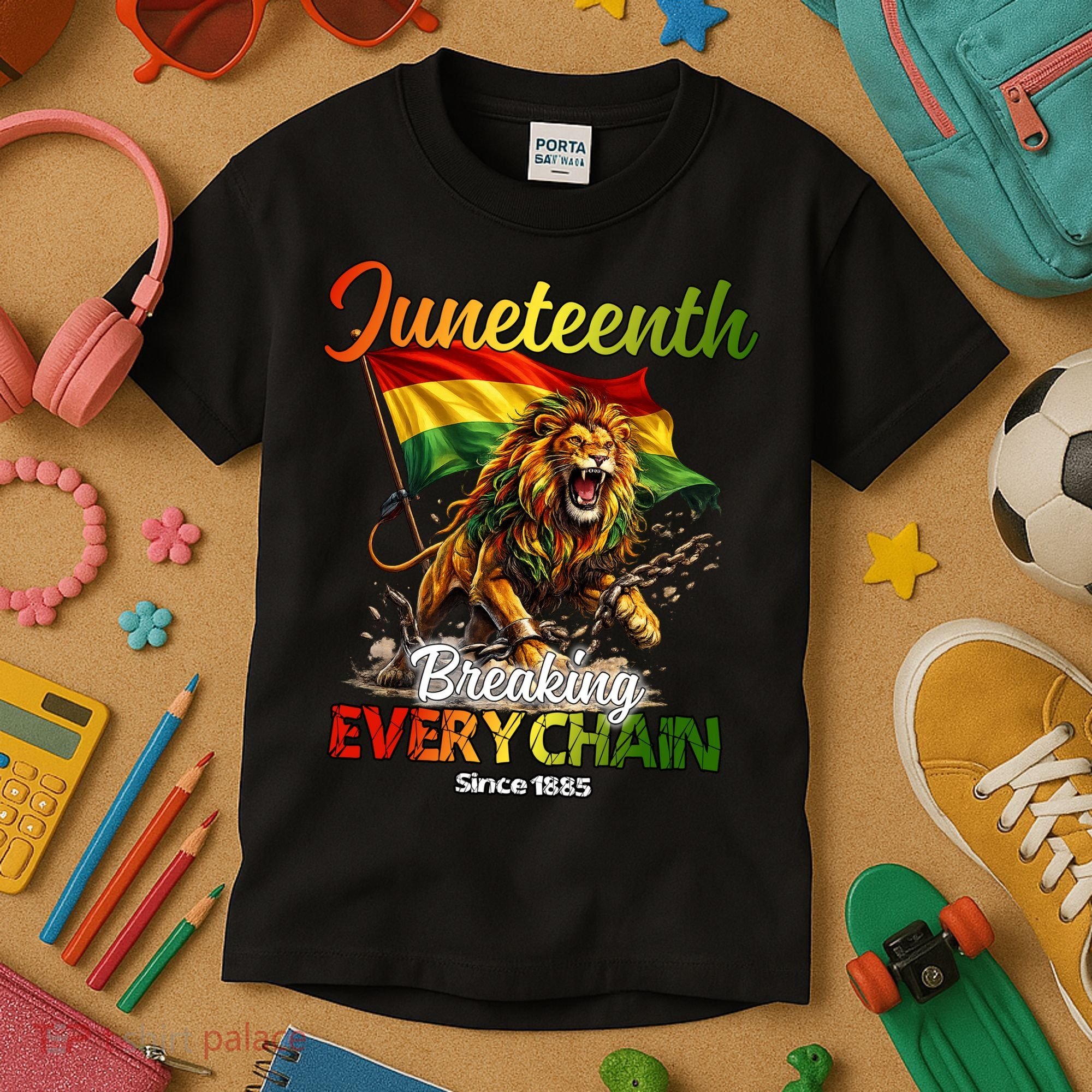 Juneteenth Lion Freedom Kids T-Shirt