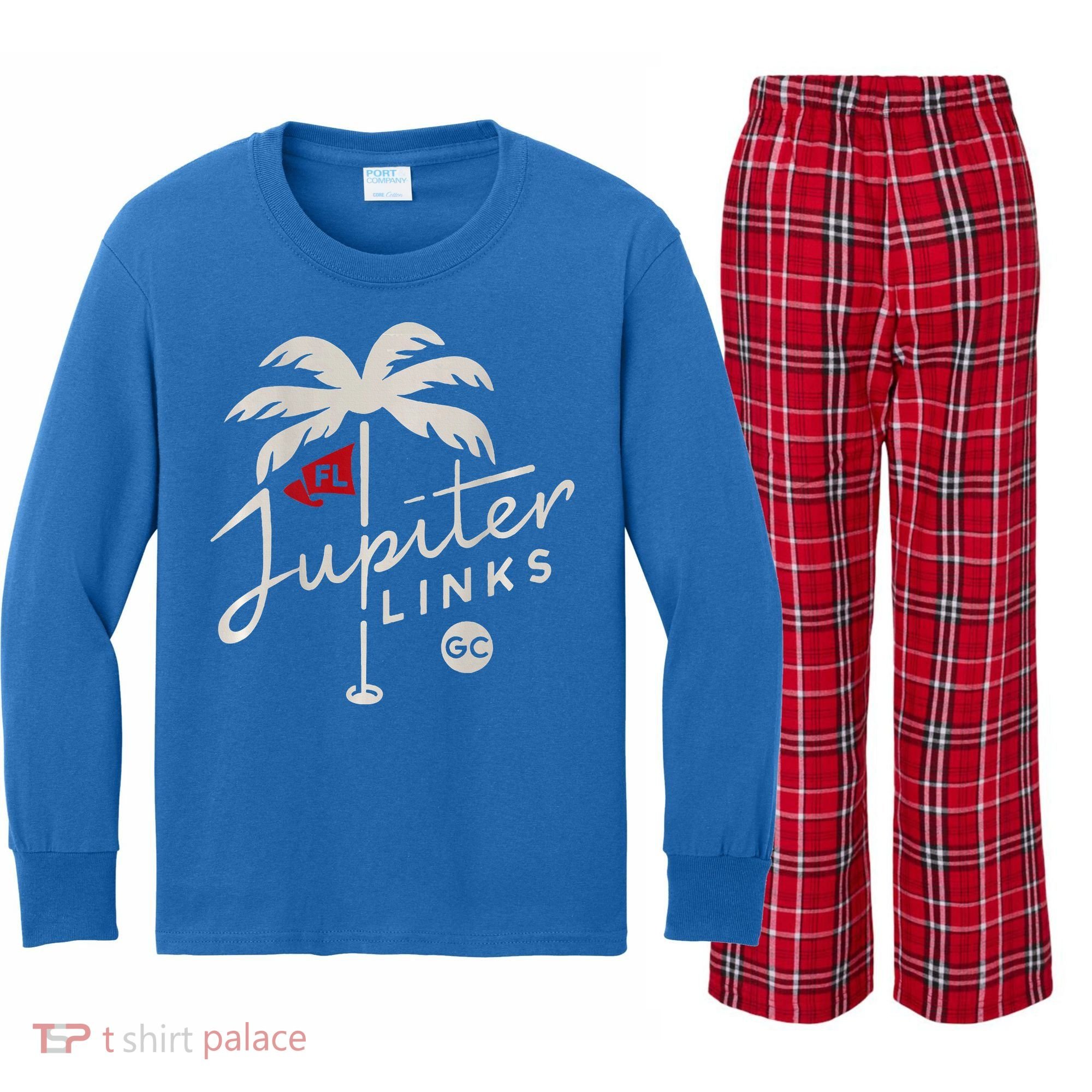 Jupiter Links Golf Club Kids Long Sleeve Plaid Pajama Set