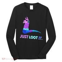 Just Loot It Llama Outfit For Teen Gamers Long Sleeve Shirt thumb 0