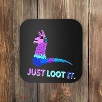 Just Loot It Llama Outfit For Teen Gamers Coaster thumb 0