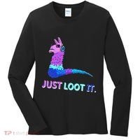 Just Loot It Llama Outfit For Teen Gamers Women's Long Sleeve Shirt thumb 0