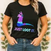 Just Loot It Llama Outfit For Teen Gamers Women's T-Shirt thumb 2