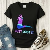 Just Loot It Llama Outfit For Teen Gamers Women's T-Shirt thumb 3