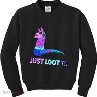 Just Loot It Llama Outfit For Teen Gamers Kids Sweatshirt thumb 0