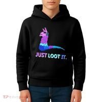 Just Loot It Llama Outfit For Teen Gamers Kids Hoodie thumb 4