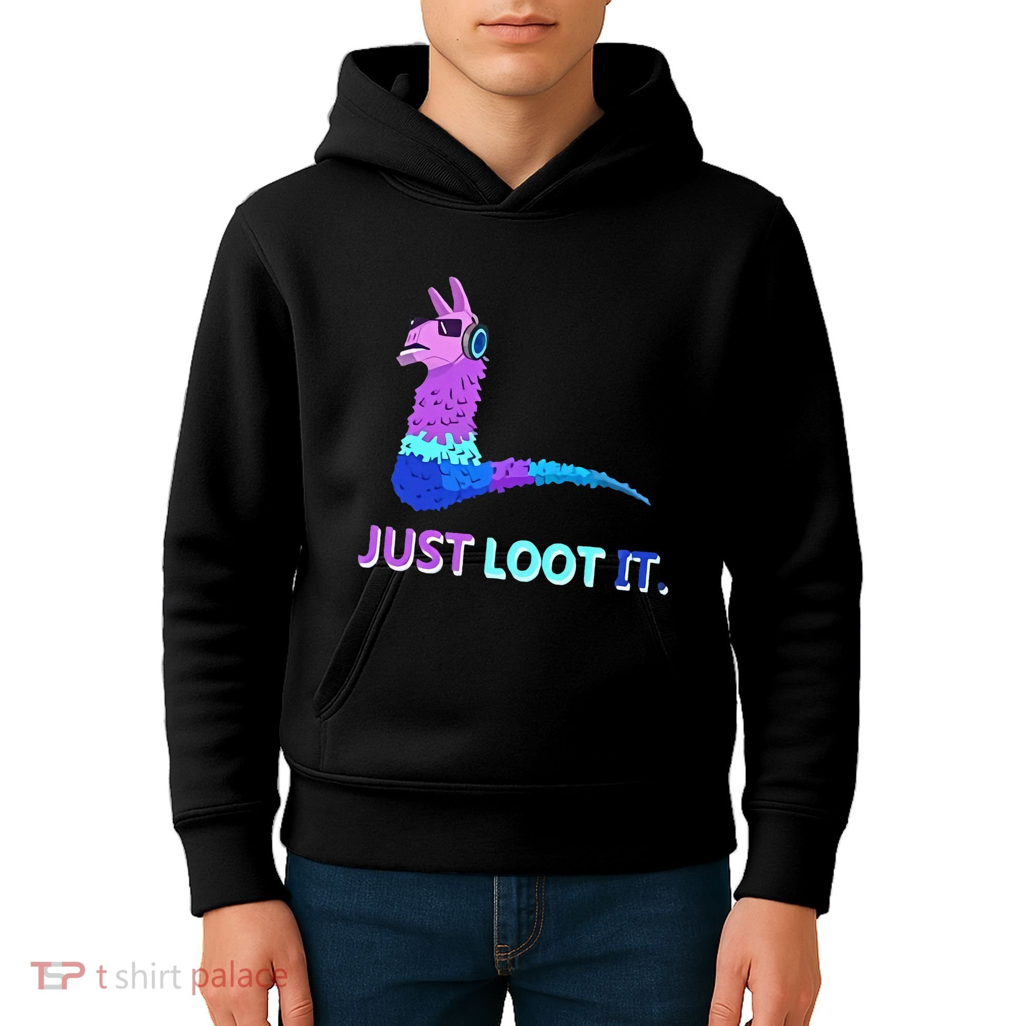 Just Loot It Llama Outfit For Teen Gamers Kids Hoodie