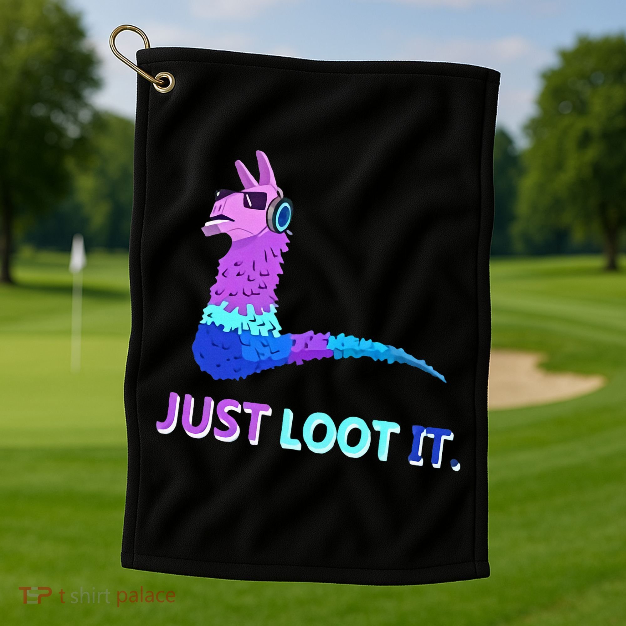 Just Loot It Llama Gamers Golf Towel