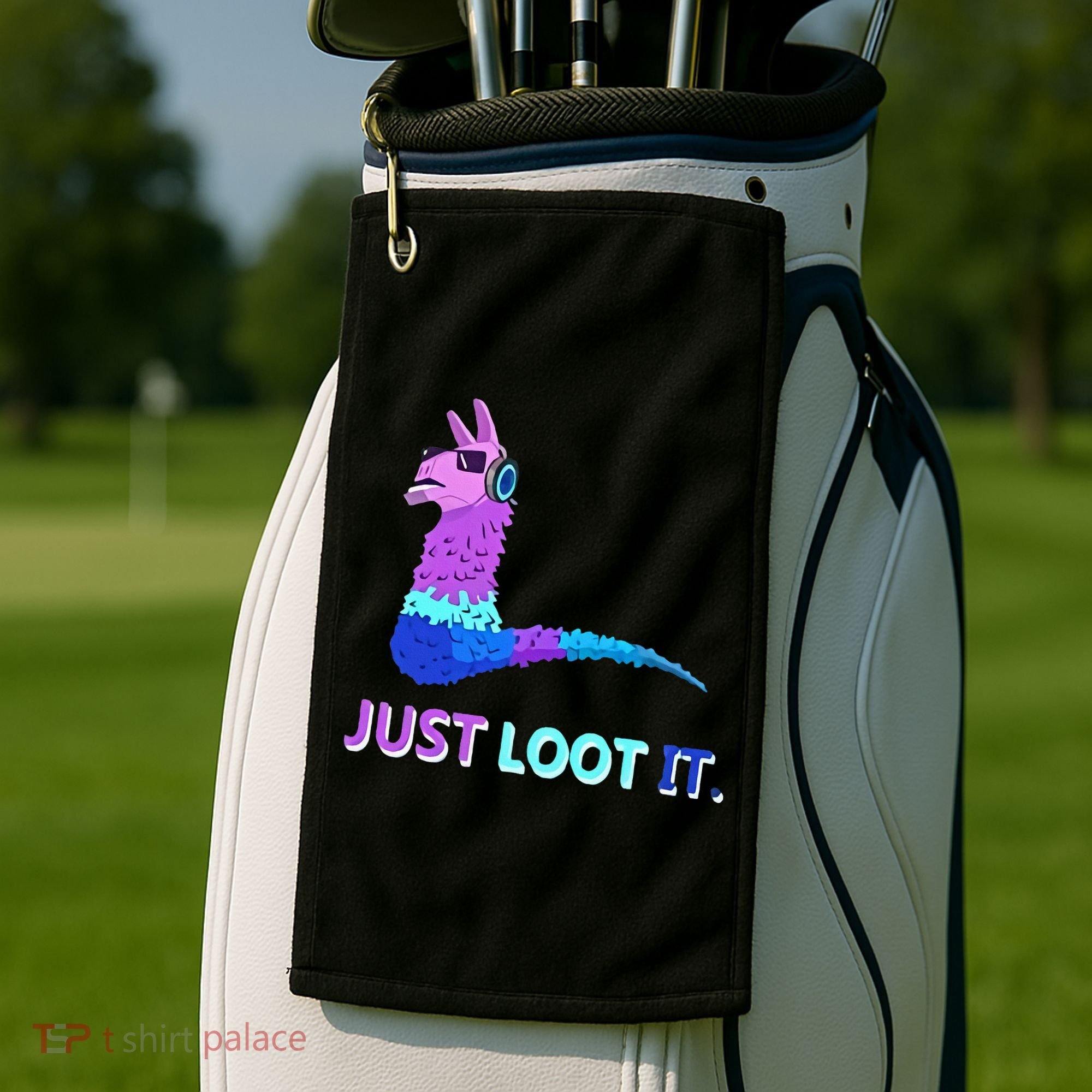 Just Loot It Llama Gamers Golf Towel