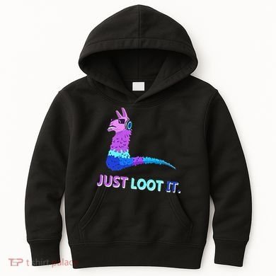 Just Loot It Llama Gamers Kids Hoodie