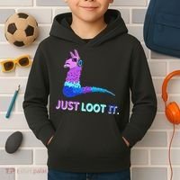 Just Loot It Llama Gamers Kids Hoodie thumb 2