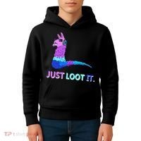 Just Loot It Llama Gamers Kids Hoodie thumb 4