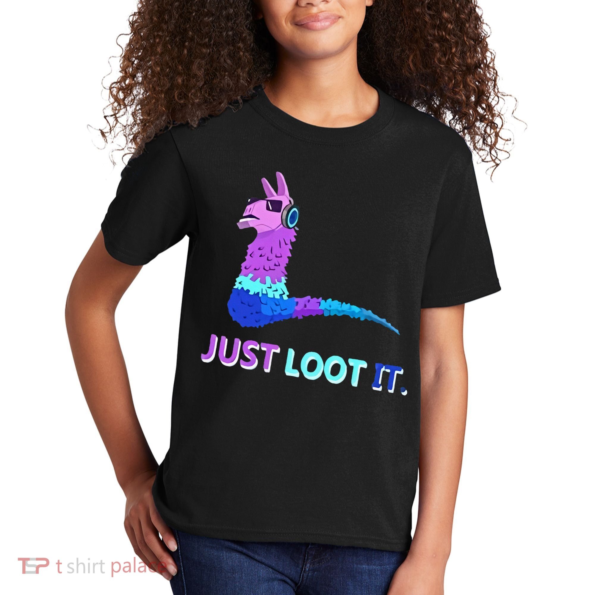 Just Loot It Llama Gamers Kids T-Shirt
