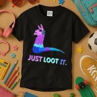 Just Loot It Llama Gamers Kids T-Shirt thumb 3