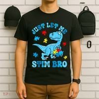 Just Let Me Stim Bro Funny Autism Awareness T-Shirt thumb 6