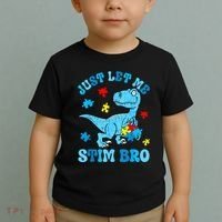 Just Let Me Stim Bro Funny Autism Awareness Toddler T-Shirt thumb 2
