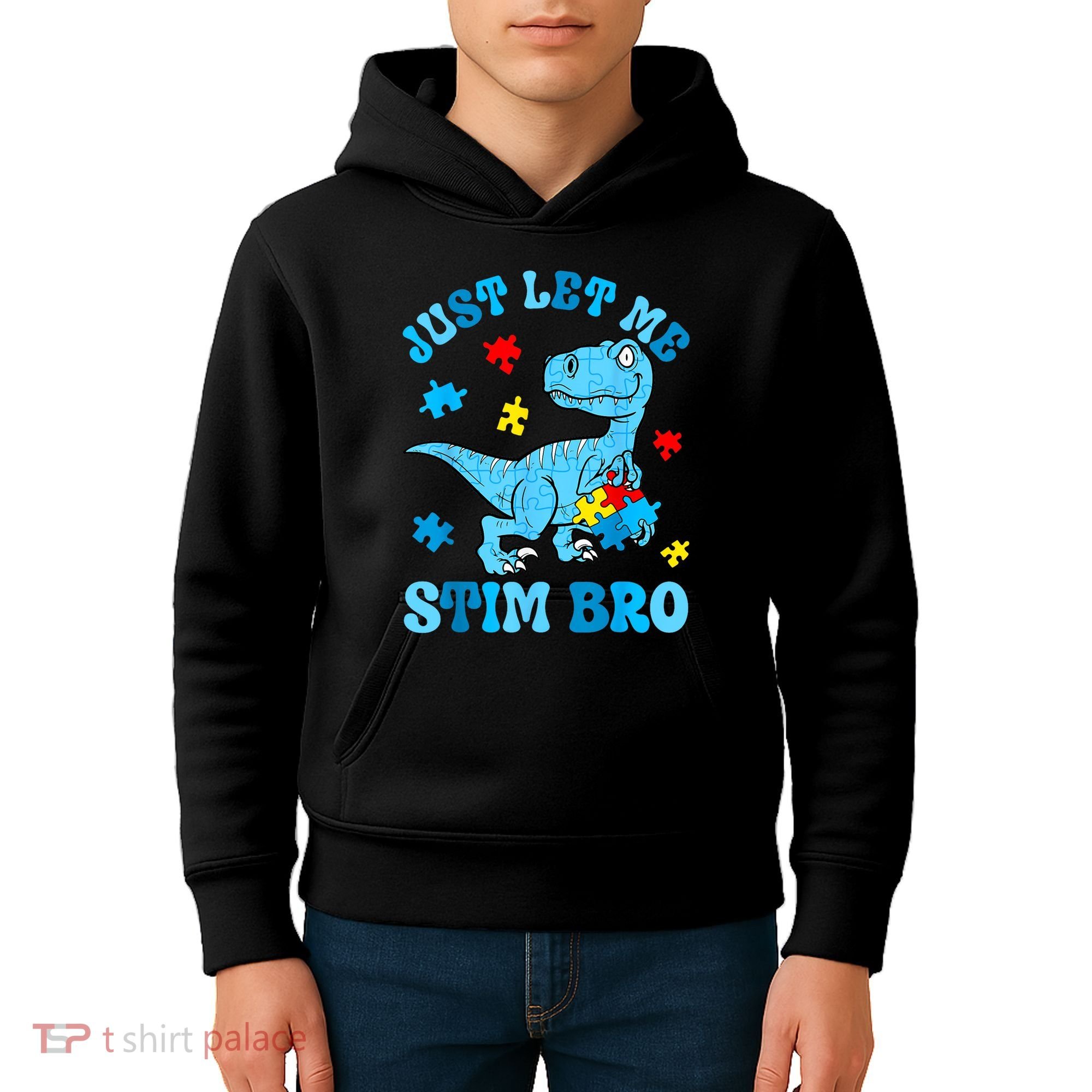 Just Let Me Stim Bro Funny Autism Awareness Kids Hoodie