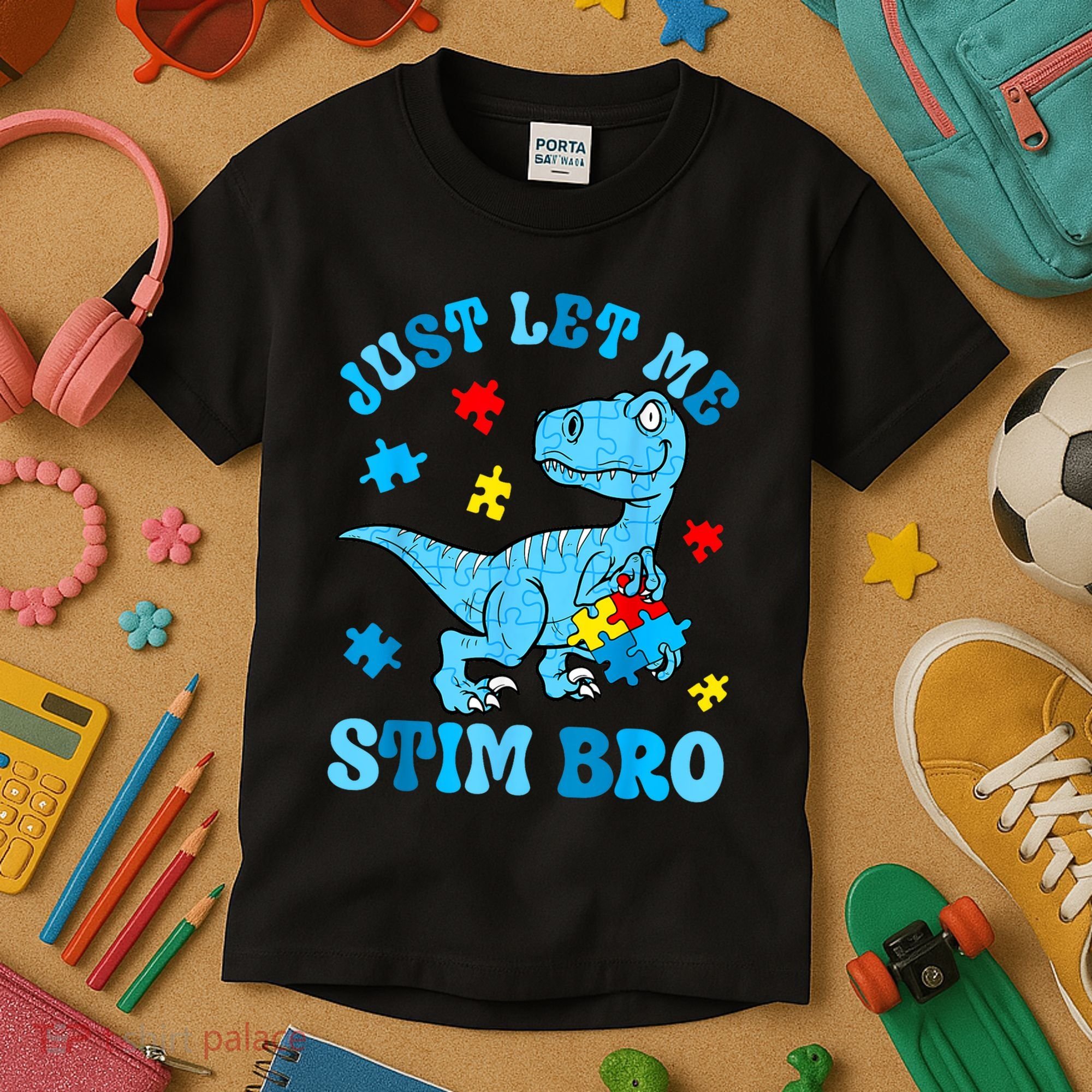 Just Let Me Stim Bro Funny Autism Awareness Kids T-Shirt
