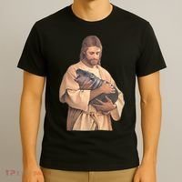 Jesus Loves Moo Deng Bouncy Pig Cute Baby Hippo Meme T-Shirt thumb 3