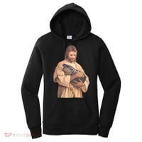 Jesus Loves Moo Deng Bouncy Pig Cute Baby Hippo Meme Women's Hoodie thumb 0