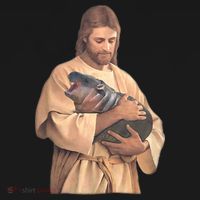 Jesus Loves Moo Deng Bouncy Pig Cute Baby Hippo Meme Mousepad thumb 1