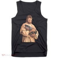 Jesus Loves Moo Deng Bouncy Pig Cute Baby Hippo Meme Tank Top thumb 0