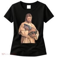 Jesus Loves Moo Deng Bouncy Pig Cute Baby Hippo Meme Women's T-Shirt thumb 0