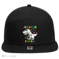 Just Let Me Stim Bro Dinasour Autism Awareness 7 Panel Mesh Trucker Snapback Hat thumb 0
