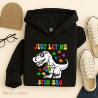 Just Let Me Stim Bro Dinasour Autism Awareness Hoodie thumb 4