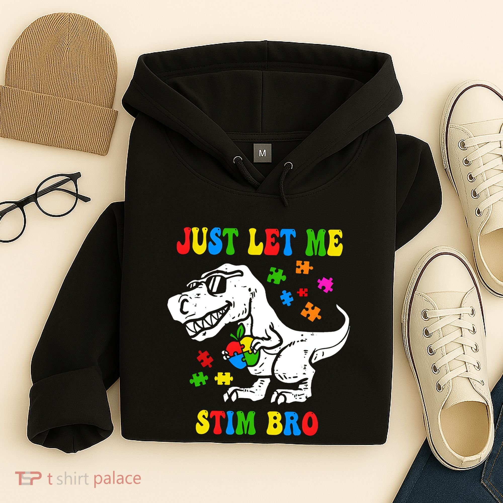 Just Let Me Stim Bro Dinasour Autism Awareness Hoodie