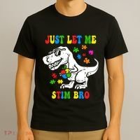 Just Let Me Stim Bro Dinasour Autism Awareness T-Shirt thumb 3