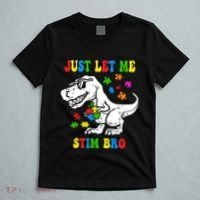 Just Let Me Stim Bro Dinasour Autism Awareness T-Shirt thumb 5