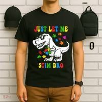Just Let Me Stim Bro Dinasour Autism Awareness T-Shirt thumb 6