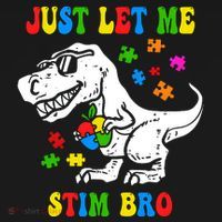 Just Let Me Stim Bro Dinasour Autism Awareness Baby Bodysuit thumb 2