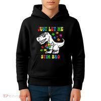 Just Let Me Stim Bro Dinasour Autism Awareness Kids Hoodie thumb 4