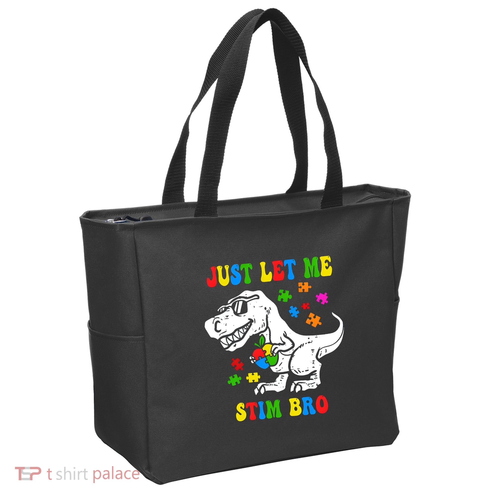 Just Let Me Stim Bro Dinasour Autism Awareness Tote Bag