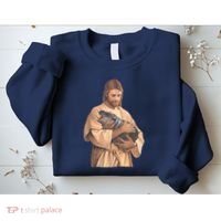 Jesus Loves Moo Deng Bouncy Pig Cute Baby Hippo Meme Sweatshirt thumb 2