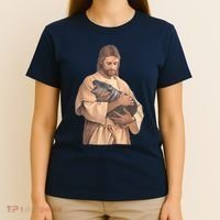 Jesus Loves Moo Deng Bouncy Pig Cute Baby Hippo Meme T-Shirt thumb 4