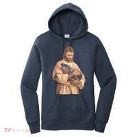 Jesus Loves Moo Deng Bouncy Pig Cute Baby Hippo Meme Women's Hoodie thumb 0