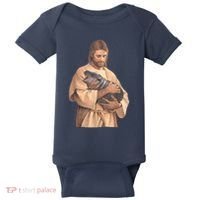 Jesus Loves Moo Deng Bouncy Pig Cute Baby Hippo Meme Baby Bodysuit thumb 0