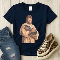 Jesus Loves Moo Deng Bouncy Pig Cute Baby Hippo Meme Women's T-Shirt thumb 3