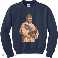 Jesus Loves Moo Deng Bouncy Pig Cute Baby Hippo Meme Kids Sweatshirt thumb 0