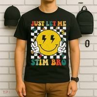 Just Let Me Stim Bro Groovy Autism Awareness Autism Boy T-Shirt thumb 6
