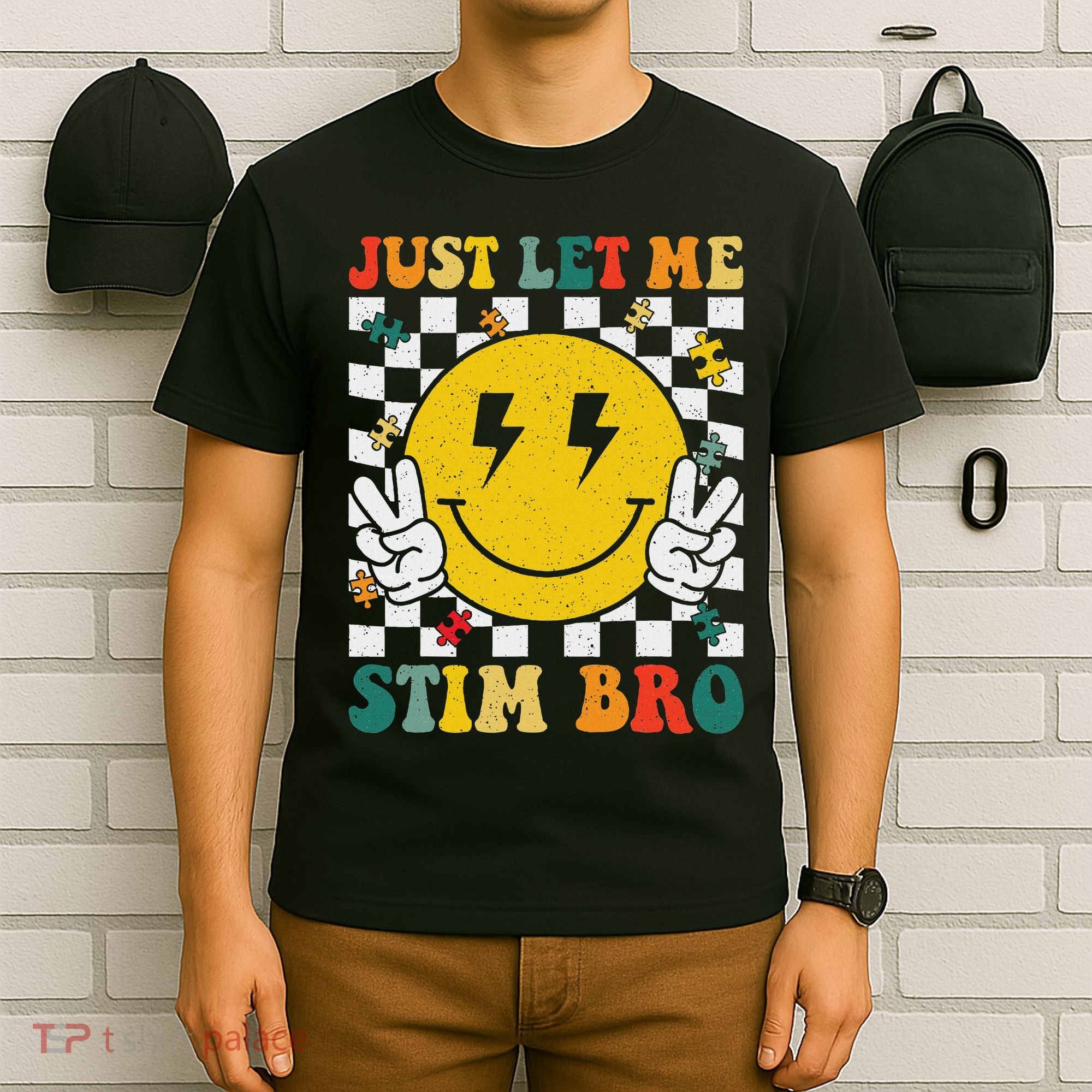 Just Let Me Stim Bro Groovy Autism Awareness Autism Boy T-Shirt