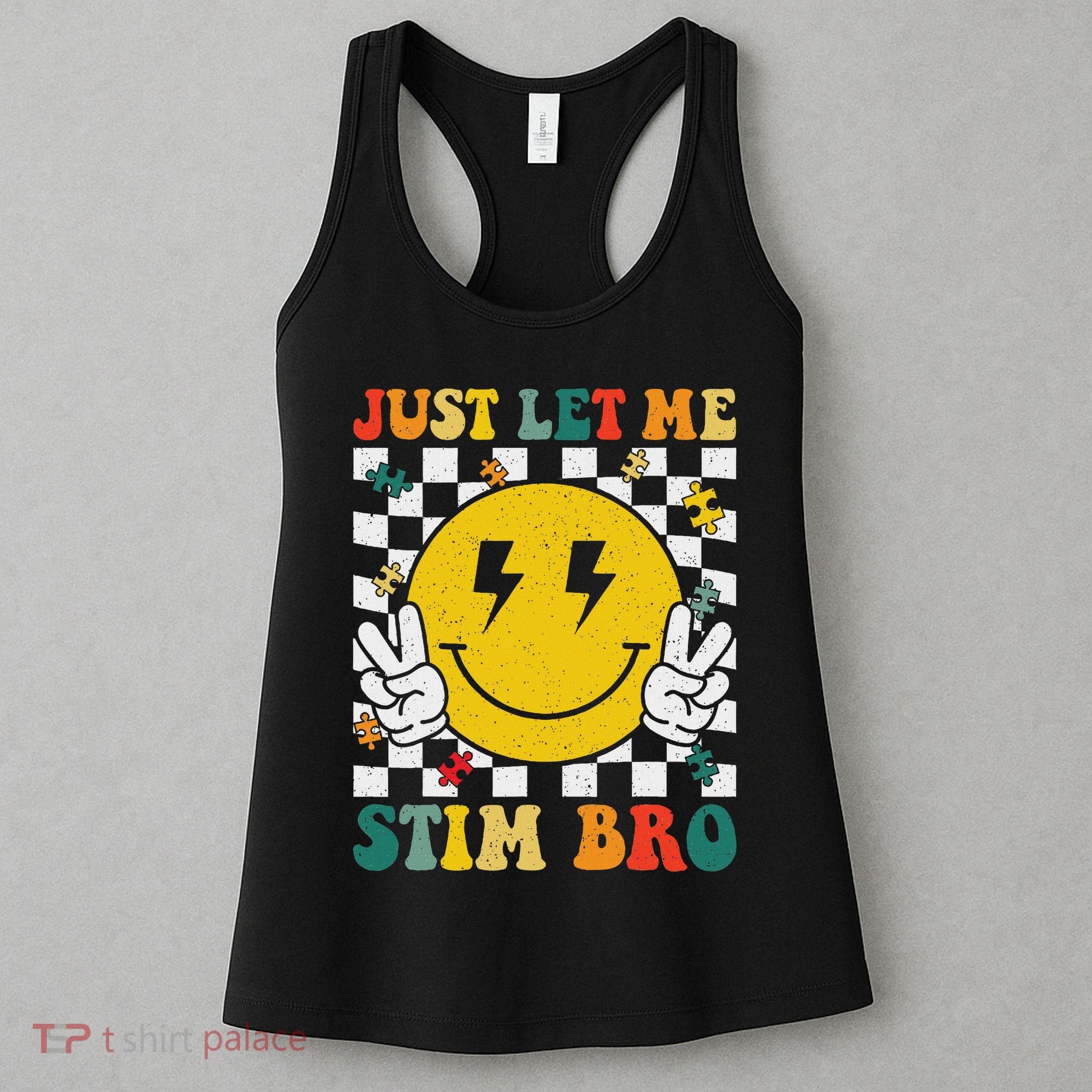 Just Let Me Stim Bro Groovy Autism Awareness Autism Boy Women's Tank Top