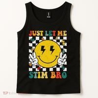 Just Let Me Stim Bro Groovy Autism Awareness Autism Boy Tank Top thumb 2