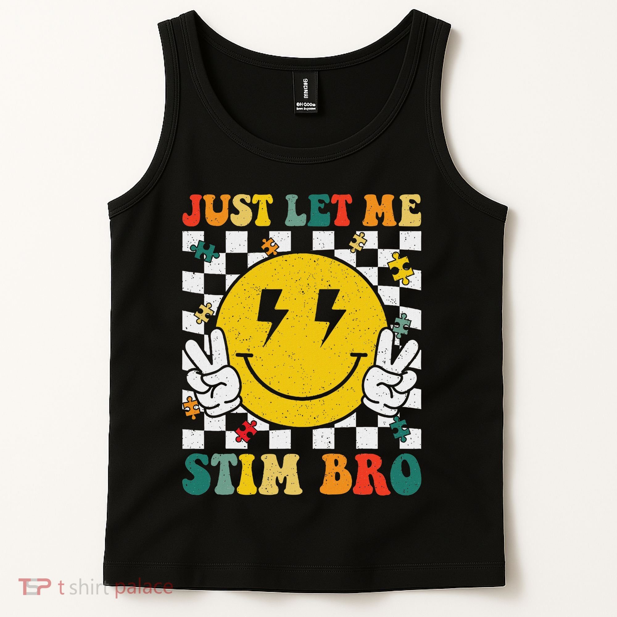 Just Let Me Stim Bro Groovy Autism Awareness Autism Boy Tank Top
