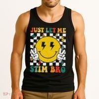 Just Let Me Stim Bro Groovy Autism Awareness Autism Boy Tank Top thumb 3